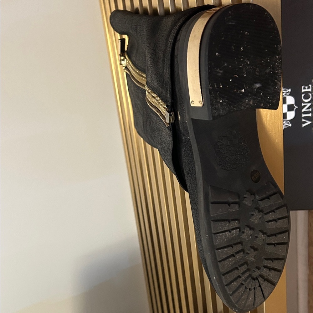 Vince Camuto Black & Gold Zipper Contemporary Boots - Picture 13 of 16
